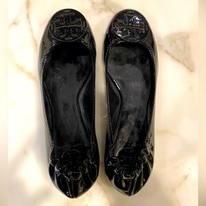 Tory Burch ballet flats, black, patent leather. Size 10.